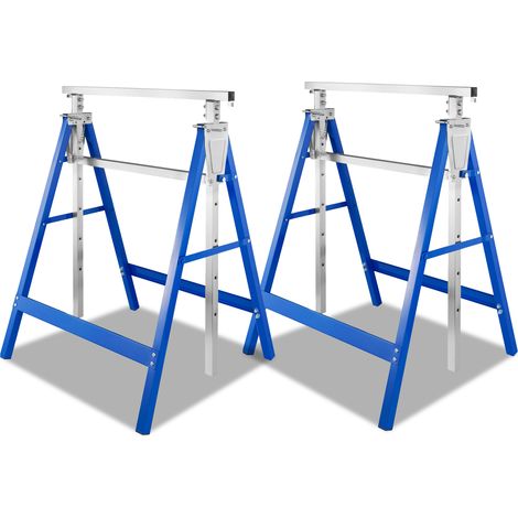 TolleTour Set de 2 caballetes regulables en altura 80-130 cm, soportes plegables de acero para taller garaje y bricolaje (1/5)