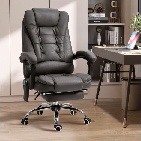 Silla de oficina ergonómica con masaje y calefacción, gris oscuro, poliéster (1/5)