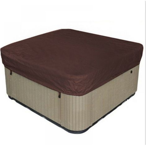 Copertura quadrata per spa in poliestere 210, protezione contro polvere e raggi UV, impermeabile, con sacca portaoggetti, marrone, 210 x 210 x 30 cm (1/5)