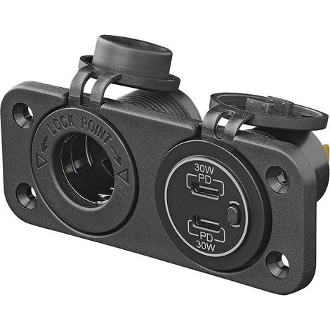 Toma de 12 v con cargador rapido dual usb c bidireccional 3 a (1/5)
