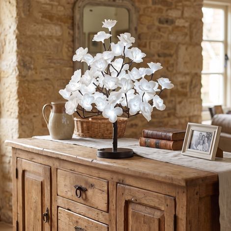 Rosal Blanco LED 45cm con 48 Luces Frías a Pilas