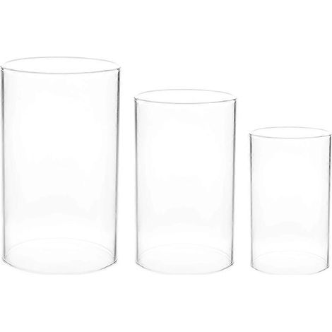 Lot de 3 porte-bougies en verre, abat-jour tubulaire, couvercle pour bougie chauffe-plat, accessoires pour bougies (1/5)