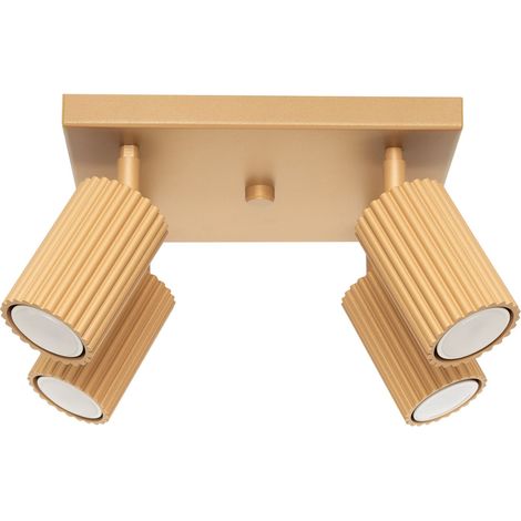 Spot Aluminium verstellbar B: 25 cm in Gold GU10 4-flammig quadratisch Modern