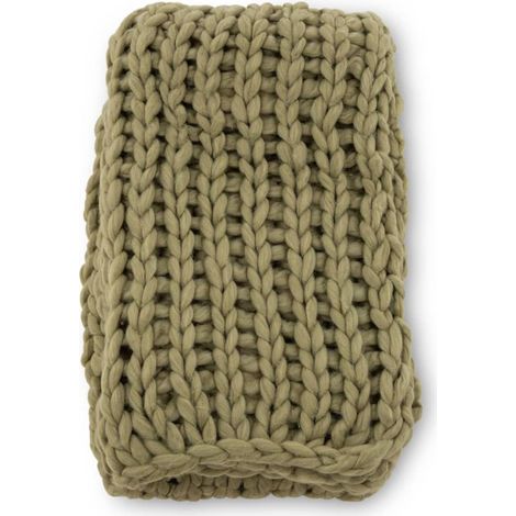 Jeté de canapé grosse maille en polyester Kate 170 x 130 cm Vert (1/5)