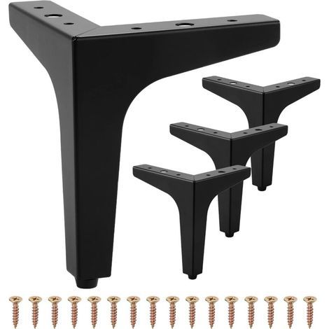 Garden FutureLot de 4 pieds de meubles modernes en métal en forme de triangle pour placard, canapé, fauteuil, pouf 17 cm