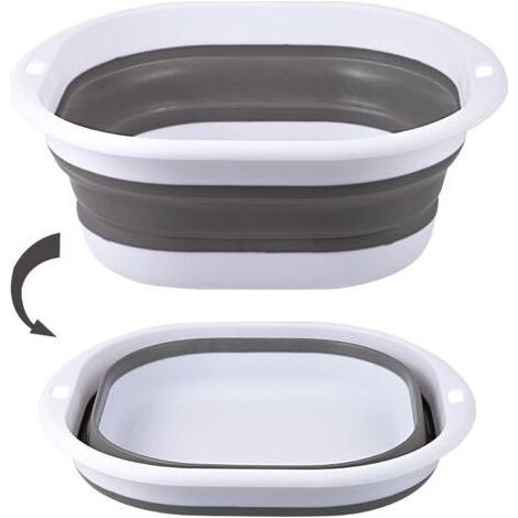 FENOPLASTICALavabo Pliable de 2,7 L - Bol Portable pour Camping, Cuisine, Maison - Bac de Lavage Peu Encombrant (Gris) (1/5)