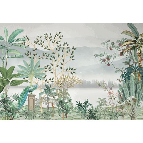 Papier peint panoramique - Jardin Oiseaux - 130 cm x 89 cm (1/2)