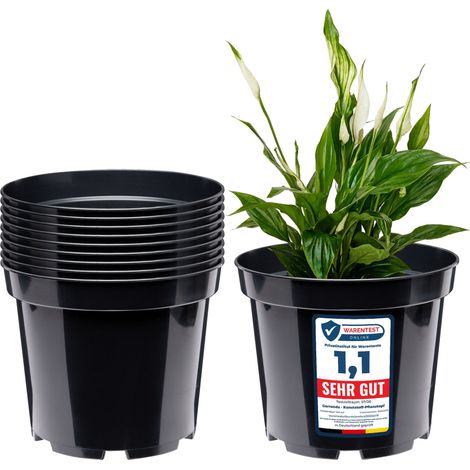 Garronda Pots Horticulture Ronds Pots pour Culture de Plants de Plantes et Fleurs GD-0025 (10 Pièces Noir, ⌀ 32,7cm H 26cm)