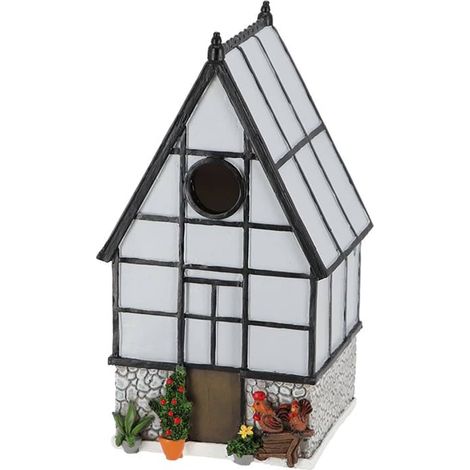 Nichoir pour mésange imitation serre - L 13,5 x P 13,1 x H 24,7 cm - Polyrésine et contreplaqué - Livraison gratuite