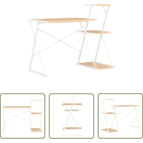 Étagère - Bureau avec étagère Blanc et chêne 116x50x93 cm (1/5)