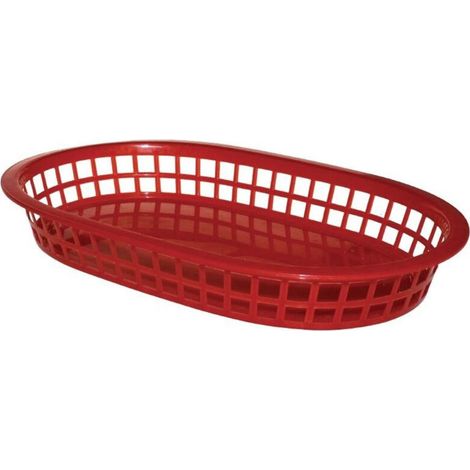 Panière Alimentaire Ovale Polypropylène Rouge - 40 mm H - Lot de 6