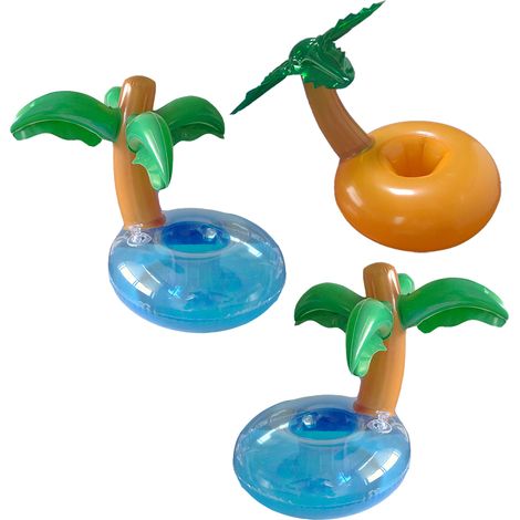 Porte-Gobelet Gonflable - Porte-Boisson Pour Piscine Et Plage - Forme Arbre De Cocotier - 3 Pièces (1/5)