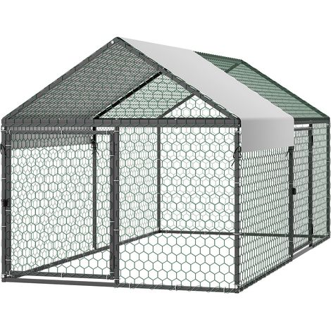 Mophorn Hühnerstall 1x2x1 m mit wasserdichter Abdeckung & Doppeltüren, Freilaufgehege mit Spitzdach, geeignet für Holzställe, ideal für Kaninchen, Hühner, Gänse & Enten (1/5)
