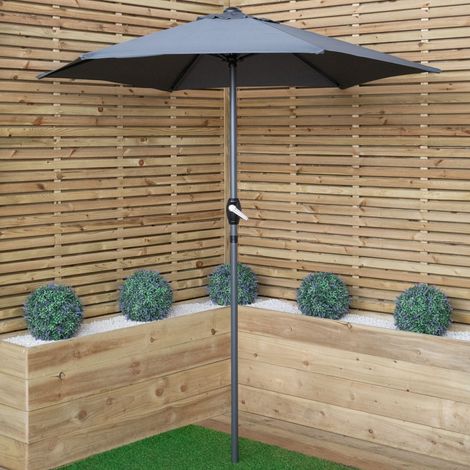 2m Outdoor Garden Parasol Sun Shade with Crank Handle in Grey (1/5)