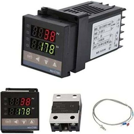 REXC100 PID Contrôleur de Température, Thermostat Numérique Kit AC110V240V, 0℃1300℃, Régulateur de Température Numérique LED Digital avec Alarme