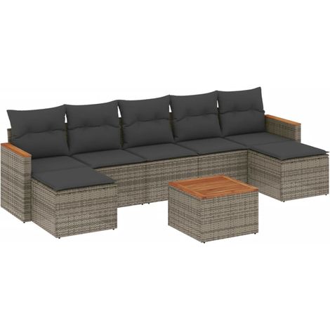 Maison Exclusive - 8-tlg. Garten-Sofagarnitur mit Kissen Grau Pol (1/5)