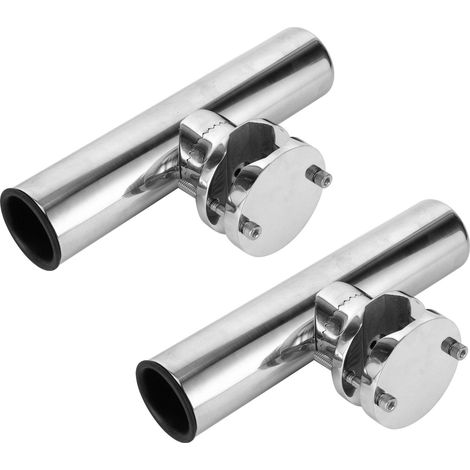 Angelrutenhalter aus Edelstahl, 2-teilig, zum Klemmen, für Turniere geeignet, passend für Geländer mit einem Durchmesser von 1-1/4 bis 2 Zoll (1/5)