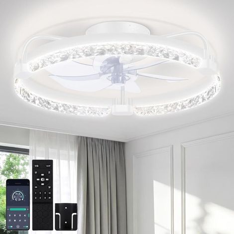 50cm Ventilateur Plafond avec Lumiere et Telecommande, 3 Températures de Couleur, 6 Vitesses Réversible, Minuterie, Mémoire, Silencieux Ventilateur Plafonnier pour Salon Chambre à Couche, Blanc (1/5)