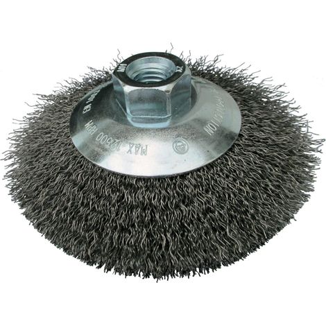 Klingspor Cepillo cónico 115 mm rosca M14 0,3 de acero - Herramienta de limpieza, alta durabilidad, rosca M14, color gris