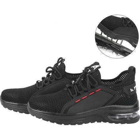 Chaussures de sécurité pour hommes, embout en acier, respirantes, anti-chocs, anti-perforation, amortissantes (39) (1/5)