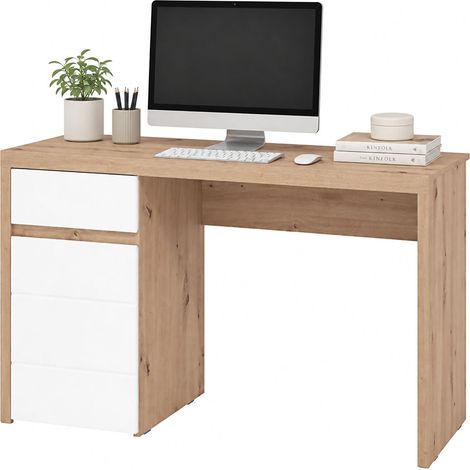 Schreibtisch Bovec, eine Schublade, 2 Ablagen, eine Tür, 140x52x76h cm Eiche Marron Knoten