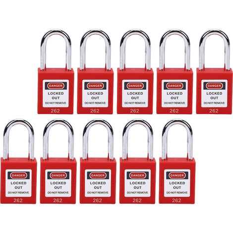 Lot de 10 cadenas de consignation rouges avec anse à déploiement automatique (1/5)