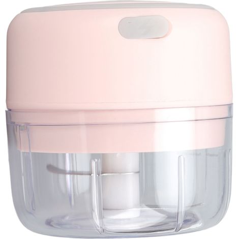 Mini hachoir à ail électrique rechargeable USB, 100 ml, en acier inoxydable rose (1/5)