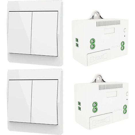 Wireless self-generating lighting switch, radio frequency switch and relay receiver, controller with fuse, battery-free kinetic switch (2-way kit with 2 keys)