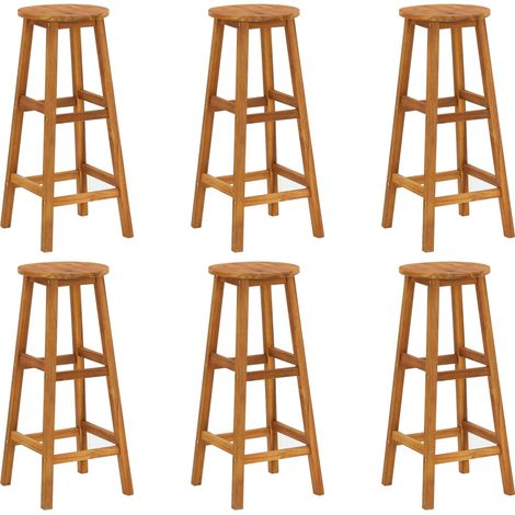 Lot de 6 Tabourets de bar,Chaises hautes de bar luxueuses bois d'acacia solide -81531 (1/5)