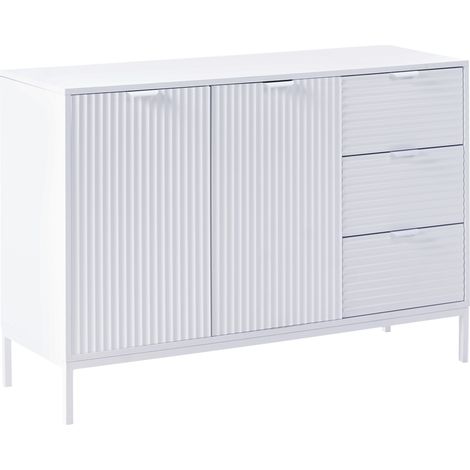 Aparador moderno salón dormitorio armario 2 puertas MDF patas metal blanco Adelaide (1/5)