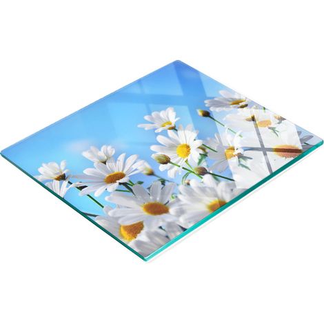 Tabla de cocina de vidrio templado con dise帽o decorativo de margaritas, 60x52 cm. (1/5)