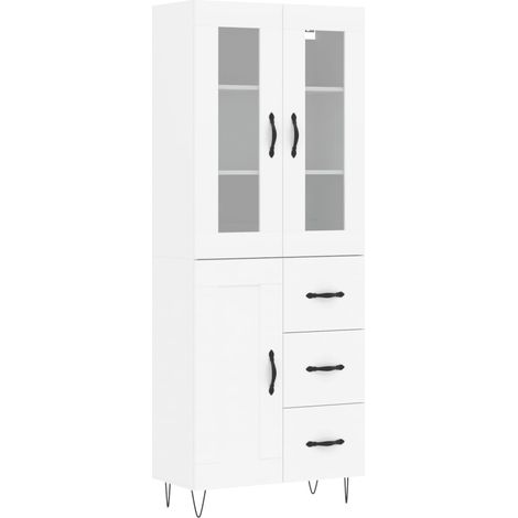 Buffet,Bahut,Meuble de Rangement haut Blanc 69,5x34x180 cm Bois d'ingénierie CFW51241 (1/5)