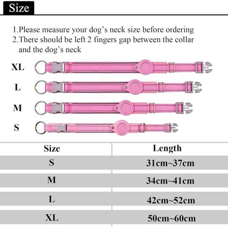 Collier Chien Rembourré pour AirTag, Collier pour Chien Réfléchissant Airtag Apple, Air Tag Intégré pour Petits, Moyens, Grands Chiens, [Rose - Taille L] (1/5)