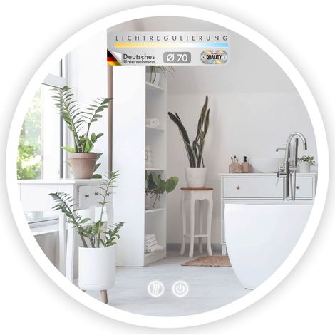 Badspiegel mit LED Beleuchtung Liora Touch-Bedienung mit Antibeschlag & 3 wählbare Lichtfarben Ø 70 cm