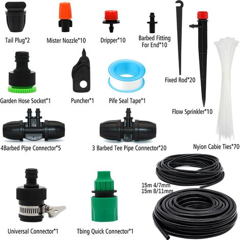 Système d'Arrosage Automatique Jardin avec Brumisateurs Réglables, Kit d'Irrigation Goutte-à-Goutte pour Fleurs et Plantes