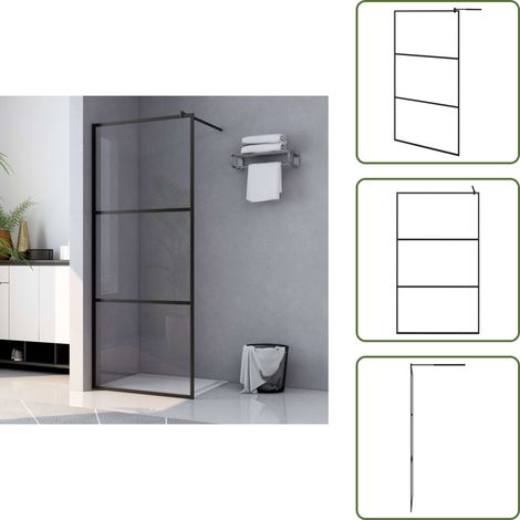 vidaXL Parete Doccia Walk-in in Vetro Trasparente ESG Nera 115x195 cm