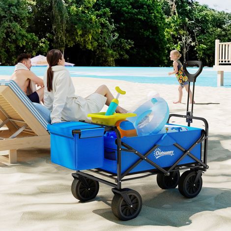 Carrello pieghevole con borsa termica removibile, maniglia regolabile in lunghezza e angolazione e borsa per il trasporto (blu)