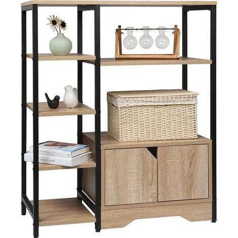 Libreria scaffale contenitore con Mensole in rovere chiaro 80x30x97cm (1/5)