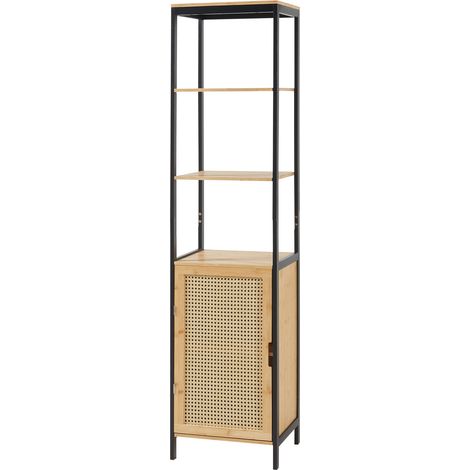 Mobiletto da bagno a colonna in bambù e rattan 172 x 40 x 35 cm MDF beige 030009954