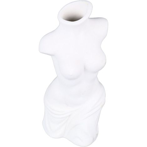 Vase féminin en céramique blanche, forme courbe et créative, idéal pour la décoration de votre salon ou maison d'hôtes. (1/5)
