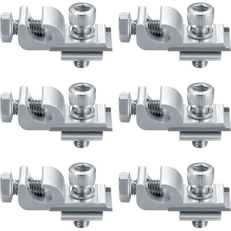 Kit de 6 pinces de mise à la terre standard pour panneaux solaires, kit d'installation pour système solaire, pince de support de montage, borne de mise à la terre pour panneaux solaires (1/4)