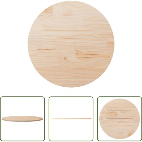 vidaXL Bois de pin - Dessus de table Ø90x2,5 cm Bois de pin massif (1/5)