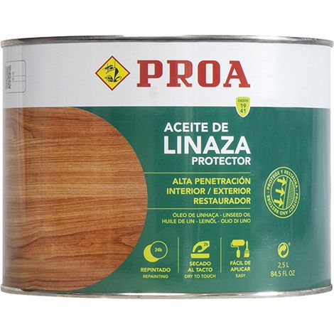 ACEITE DE LINAZA. PROA. Protección y nutrición para la madera. 2.5 LITROS