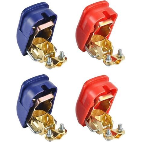 Sollbry 2 Pairs Cosse Bornes de Batterie de Voiture à Dégagement Rapide, Libération Rapide Cosse Batterie Borne Batterie 12V, pour Voitures Bateaux Camions Rouge Bleu (1/5)