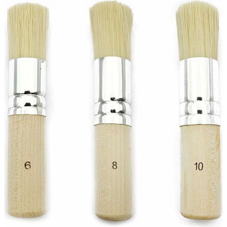 3 Pcs Wooden Paint Brush Bristle Paint Brush Stencil Brush Use for Oil Painting, Watercolor, Stencil Project, Waxing, Etc. (13/17/20mm) (1/5)