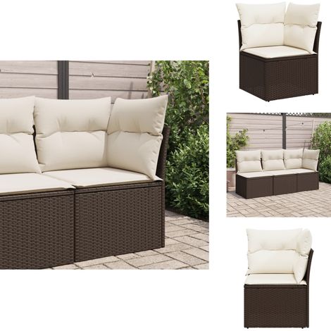 Canapé d'angle de jardin avec coussins marron résine tressée - Canapé De Jardin - Meubles De Jardin - Salon De Jardin - Rotin PE - Fauteuil De Jardin (1/5)