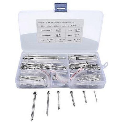 A5536 280 PCS Car U-shape 304 Stainless Steel Cotter Pin Clip Key Fastner Fitting Assortment Kit (1/5)