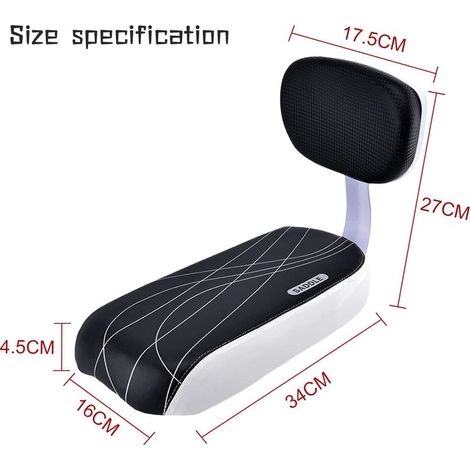 Coussin de Siège Arrière pour Vélo,Vélo Pièces Accessoires Sièges,y Compris Coussin et Dossier, Accoudoirs de Repose Pieds, Mains Courantes pour Enfant Ou Adultes (1/5)