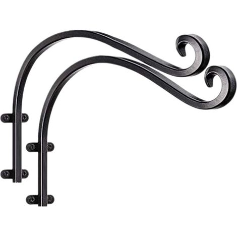 Filiyano-Lot de 2 crochets décoratifs en fer pour suspension murale de plantes, jardin, terrasse, panier suspendu, porte-fleurs (1/5)