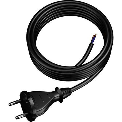 Câble De Raccordement - Prise Droite - IP20 - H05RR 2x1 - 5 M - Noir - Caoutchouc